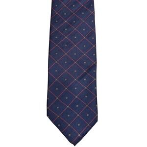 Brooks Brothers Brooksgate Men's Silk Tie Navy Red‎ Geometric Pattern 3" Wide